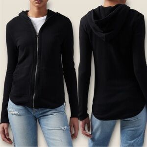 ATM Anthony Thomas Melillo Black French Terry Two Way Zip-Up Hoodie Size Medium
